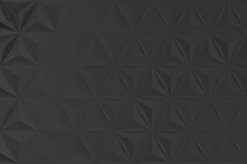 Triangular abstract geometric dark background of triangular volumetric elements of different random size. 3D illustration