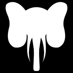 Abstract hand drawn portrait of elephant silhouette isolated on black background.  illustration. Sketch