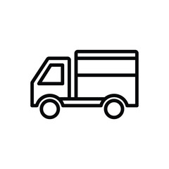 Black line icon for delivery truck