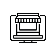 Black line icon for online store