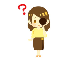 視力検査　悩む女性