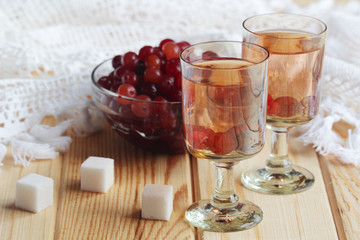 Russian homemade liquor with vodka and cranberry	