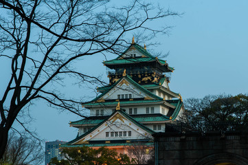 Fototapeta premium Zamek w Osace wita piękny świt