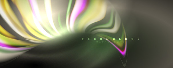 Fluid color waves with light effects, vector abstract background