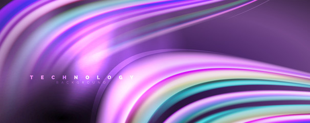 Fluid color waves with light effects, vector abstract background