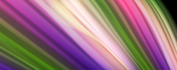 Fluid liquid color wave lines, glowing colorful light effect, abstract composition template. Geometric technology abstract pattern. Movement concept