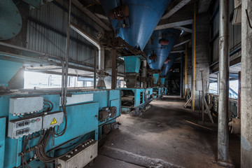 Interior of an old abandoned industrial steel factory