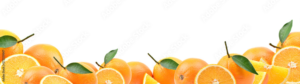 Wall mural orange fruit on white background