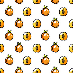 Vector seamless pattern with juicy velvet peaches