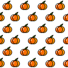 Vector seamless pattern with fragrant and sweet tangerines