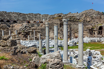 Old ruins of the city of Side Turkey
