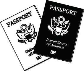 Illustration of a Gradation American passport outline 