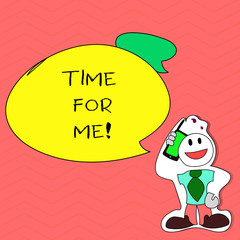 Writing note showing Time For Me. Business photo showcasing I will take a moment to be with myself Meditate Relax Happiness