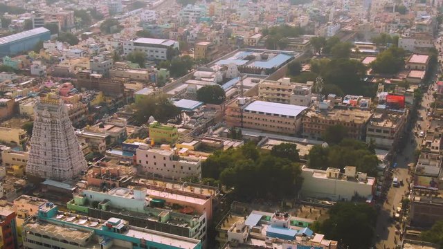 Tirupati in south India Tamil Nadu holy places, 4k aerial drone skyline footage