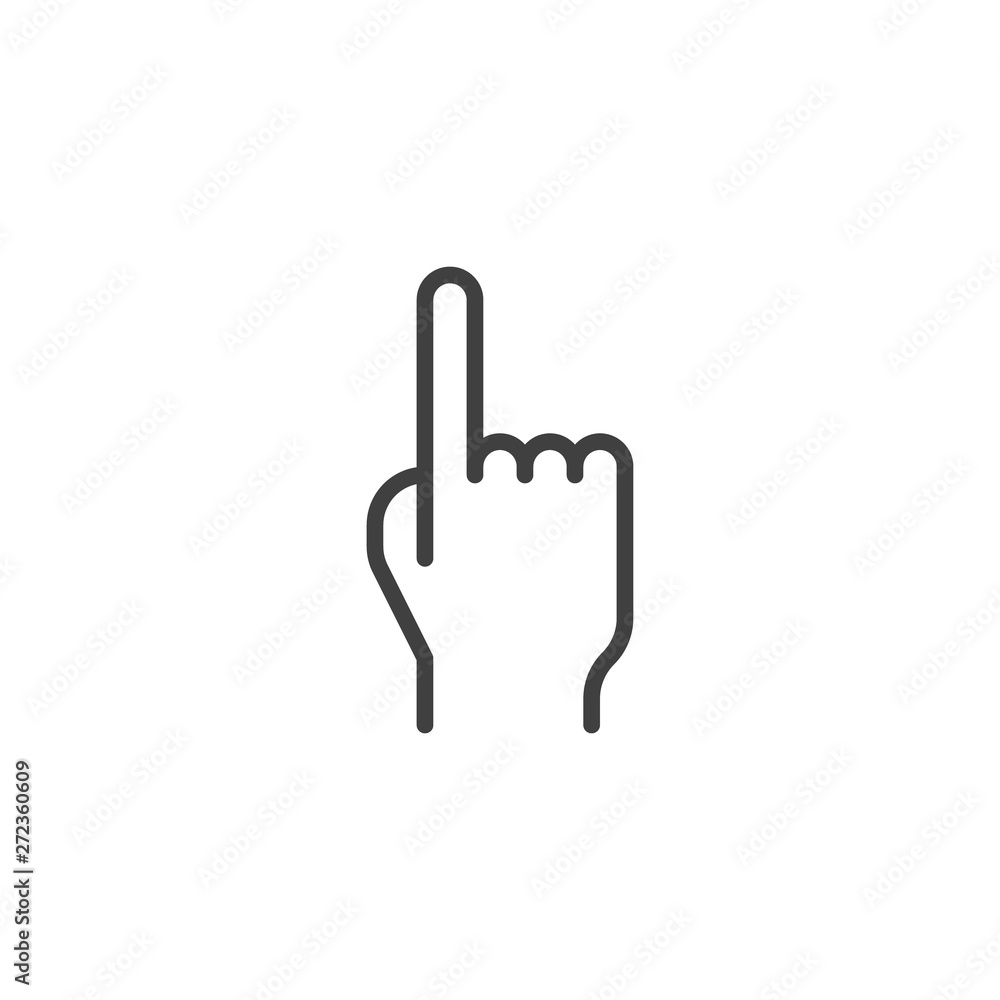 Poster one finger pointing up line icon. linear style sign for mobile concept and web design. hand gesture 