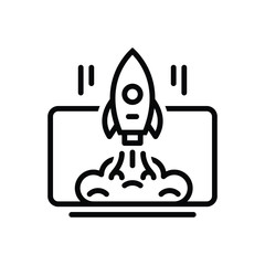 Black line icon for startup launch