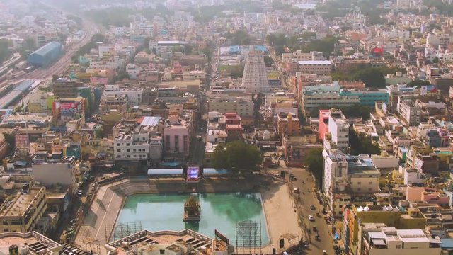 Tirupati in south India Tamil Nadu holy places, 4k aerial drone skyline footage