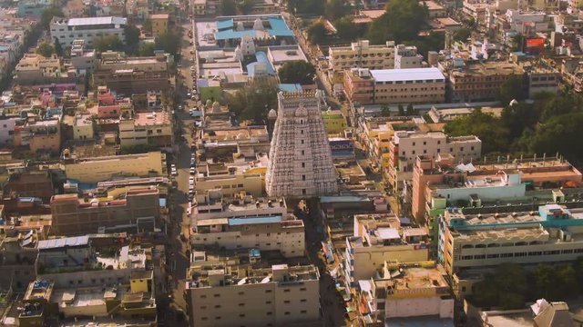 Tirupati in south India Tamil Nadu holy places, 4k aerial drone skyline footage