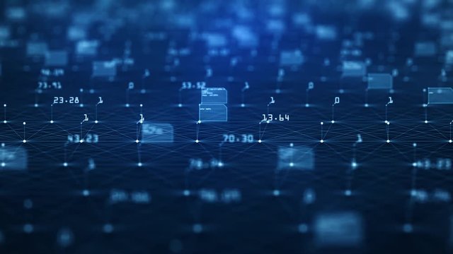 Big data visualization concept. Machine learning algorithms. Analysis of information. Technology data and binary code network conveying connectivity.