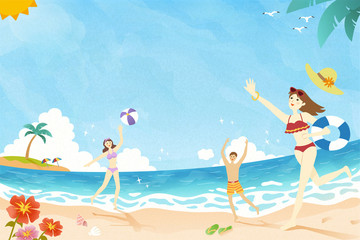 Obraz na płótnie Canvas Summer time playing at the beach