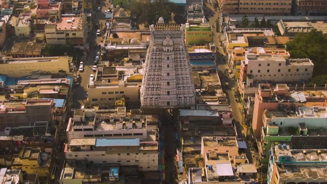 Tirupati in south India Tamil Nadu holy places, 4k aerial drone skyline footage