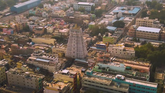 Tirupati in south India Tamil Nadu holy places, 4k aerial drone skyline footage