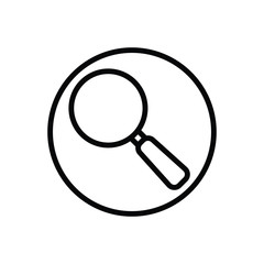 Black line icon for magnifying glass