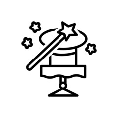 Black line icon for magic trick 