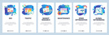 Mobile app onboarding screens. SEO and digital marketing, market research, speed optimization. Menu vector banner template for website and mobile development. Web site design flat illustration