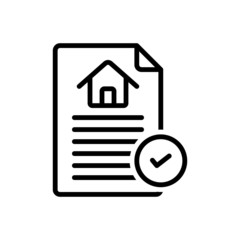 Black line icon for contract agreement
