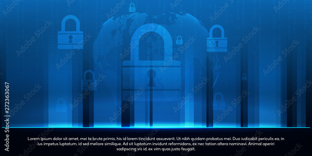 Poster future cyber technology web services for business and internet project. cyber security and informati