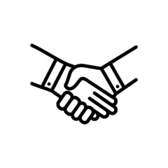 Black line icon for handshake