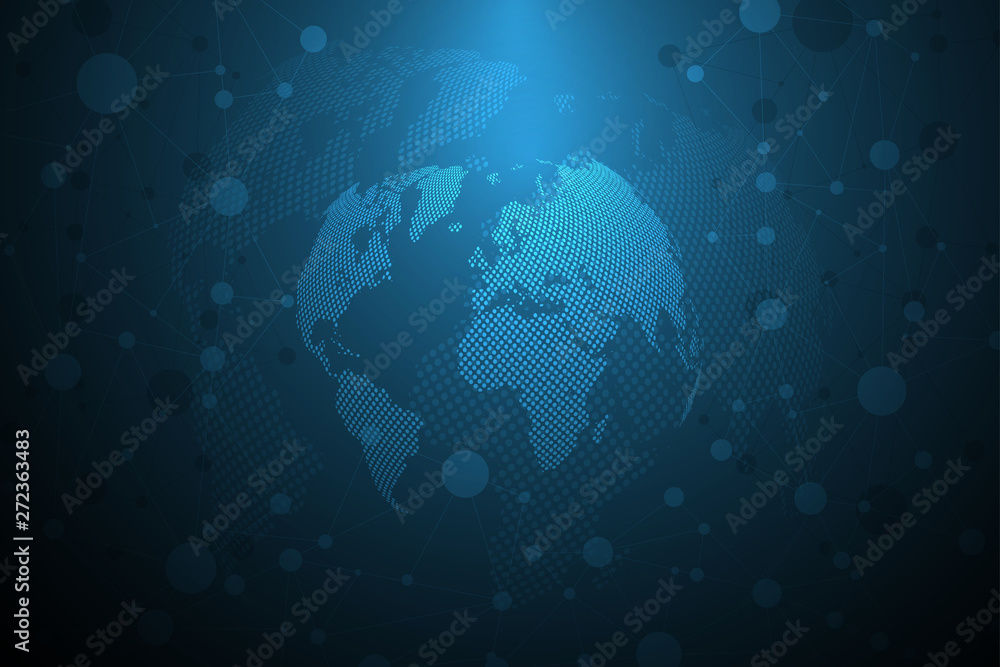 Poster global network connection.business concept and internet technology.technology background . vector il