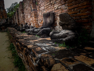 Wat Mahathat, the old temple in Ayutthaya historical park, Thailand
