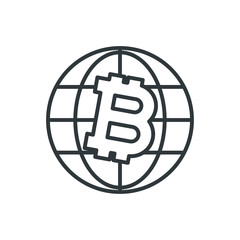 bitcoin globe vector icon