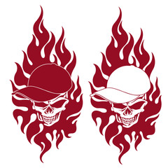 Skull illustration covered with a cap,
