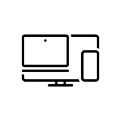 Black line icon for multiple devices - obrazy, fototapety, plakaty