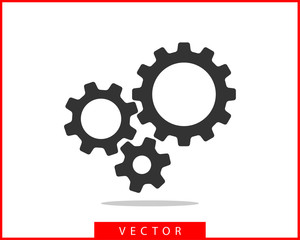 Metal gears and cogs vector. Gear icon flat design. Mechanism wheels logo. Cogwheel concept template.