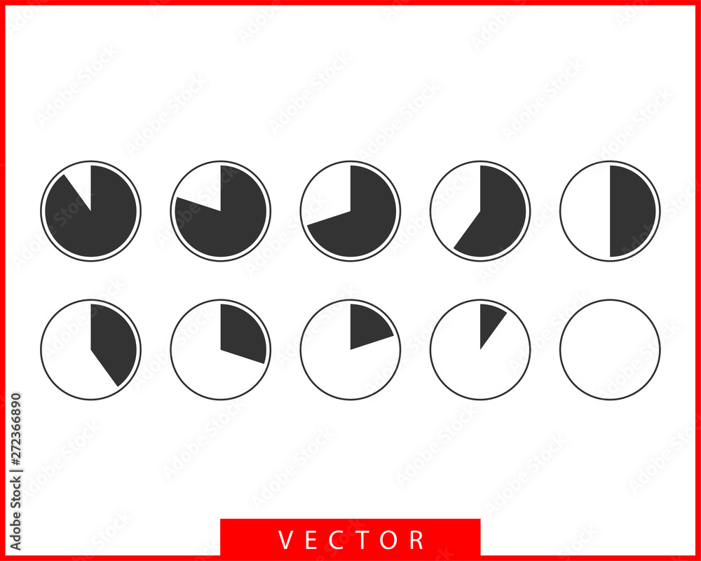 Poster set pie chart icons. circle diagram vector. collection charts graphs logo template. flat design.