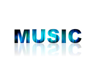 Music vector logo. Abstract color word art.