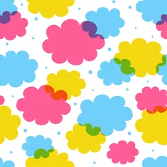 Behangcirkel Seamless pattern with color clouds on white background © evgeniya_m