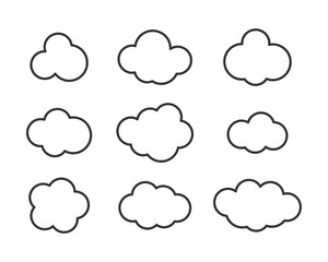 Sky clouds vector silhouette. Cloud icon set.