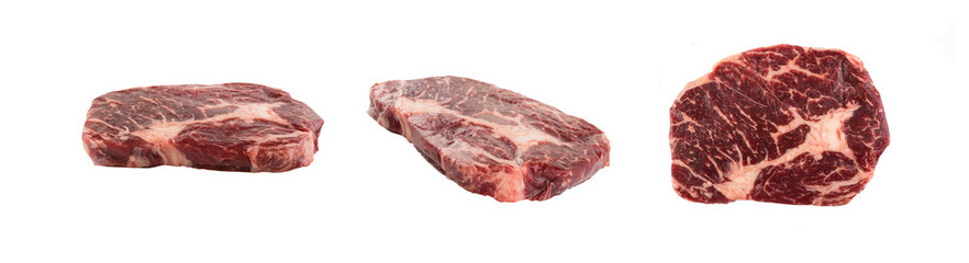 Fresh raw beef steak isolated with clipping path