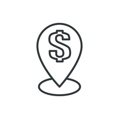 dollar pin vector icon