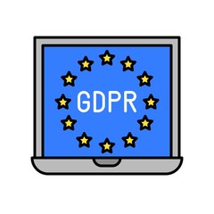 GDPR General Data Protection Regulation icon, filled style editable stroke