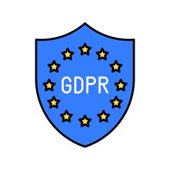 GDPR General Data Protection Regulation icon, filled style editable stroke