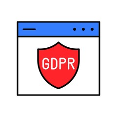 GDPR General Data Protection Regulation icon, filled style editable stroke