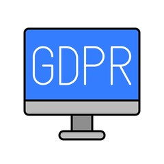 GDPR General Data Protection Regulation icon, filled style editable stroke