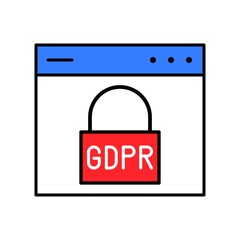 GDPR General Data Protection Regulation icon, filled style editable stroke