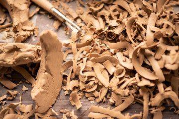 Clay shavings